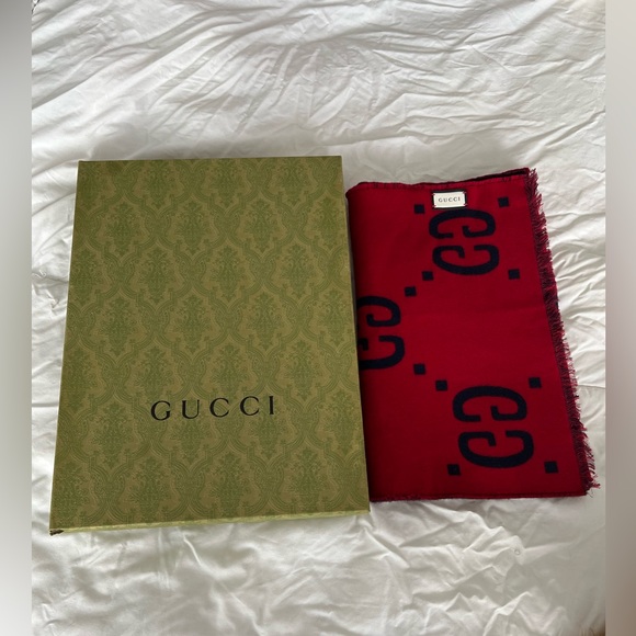 GG CASHMERE LAMÉ JACQUARD DOUBLE SIDED SCARF - Picture 7 of 7